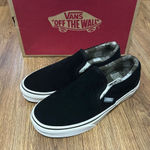 Vans off the wall black suede fur checks slip on shoes sneakers women’s 7 new Photo 0