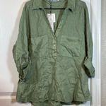 ZARA Women's  100% Linen Shirt Basic Light Khaki Green Loose Size XXL NWT #6836 Photo 1