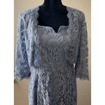 Adrianna Papell Adrianna‎ Papell 3/4 Sleeve Lace Fit Flare Dress Bolero Jacket Dusty Blue Size 8 Photo 1
