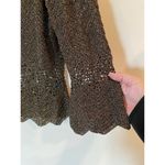 Carmen Marc Valvo Scalloped Hem Beaded Open Knit Cardigan and Tank Top Brown Photo 4