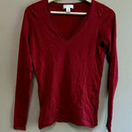 Loft Ann Taylor  Womens Silk Blend Stretch XS Red Base Layer Long Sleeve Soft Photo 0