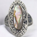 Vintage Uncas 14 Karat GE White Gold Mother of Pearl Ring (8) Silver Photo 0