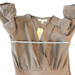 Monteau Los‎ Angeles Wide Leg Jumpsuit V Neck 3/4 Sleeve Casual Modern NWT Tan Photo 6