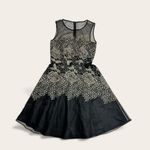 T Tahari  Black Dress with Gold Floral Design Photo 2