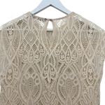 ZARA Lace Ruffle Top M Beige Cream Cropped Boho Prairie Cottagecore Romantic Photo 6