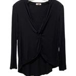 Silence + Noise  Front Knot Long Sleeve Top Black Size Small Photo 0