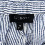 Talbots  Medium Blue White Stripe Linen Wide Leg Ankle Pants Drawstring Cuffed Photo 5