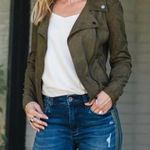 Lysse Womens Bea Olive Green Faux Suede Asymmetric Moto Crop Jacket Size Medium Photo 15