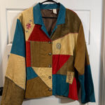 Koret UltraSuede Patchwork Jacket Earthy Embroidered Hipster Washable 32W Tan Photo 0