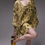 Topshop  Yellow and Black Floral  Dress Size 2 NWOT Photo 0