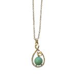 Green Faux Tahitian Pearl Diamond Gold Necklace 20" Photo 2