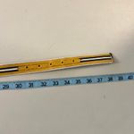 Vintage Italy Made Yellow Navy Stripe Belt With Gold Buckle Size Medium Photo 6