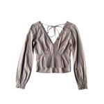 Abercrombie & Fitch Light Brown Lace Trim Blouse Size XS Photo 4