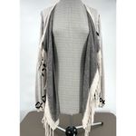 INC International Concepts Southwestern Boho Fringe Cream Cover Cardigan Size M Black Size M Photo 2