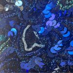 VINTAGE ANN GREEN ENGLAND Shades‎ of Blue Sequin Blouse Size Large Photo 3