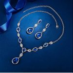 NIB!EleQueen Women Cubic Zirconia Teardrop Y Photo 3