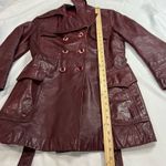 Etienne Aigner Vintage 100% Leather Double Breasted Oxblood Trench Coat Jacket Photo 5