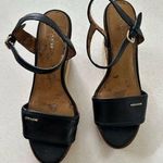 Coach Black Leather Wedge Sandal with Ankle Straps Size 8.5 Photo 0