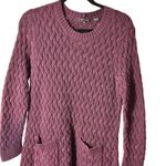Jeanne pierre  XL Purple Cable Knit Long Sleeve Sweater With Front Pockets Photo 0