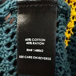 Torrid  Open Stich Pullover Striped Sweater Green Pink Yellow Fringe Hem Size 2 Photo 5