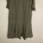 ZARA  Trafaluc TRF‎ Olive Oversized Shirt Dress w/ Frill Ruffle Small Lagenlook Photo 7