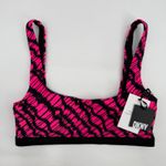 DKNY  Bikini Top Size Medium NWT Printed Square Neck Hot Pink Black Swim Sporty Photo 12