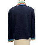 St. John Sport Santana Knit Sweater Jacket M Blue Striped Collar Full Zip Luxury Photo 6