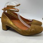 Coach Gold Suede Kitten Heels Ankle Straps 8.5 Photo 2