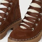 Steve Madden Woman’s Rainier Cognac Suede Leather Lace-Up Platform Ankle Boots Photo 3