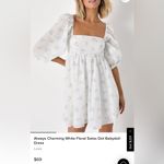 Lulus Always Charming White Floral Swiss Dot Babydoll Dress Photo 3