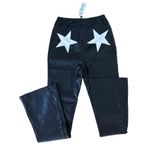 Nasty Gal  - Faux Leather Star Bum Flare Pants in Black & White Photo 3