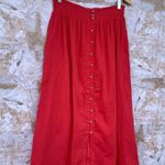 Mille resort and travel coral smocked waist button front midi skirt size medium Red Photo 2