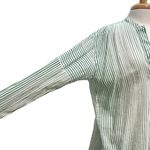 Vince Silk Blend Split-Neck Stripe Tunic Blouse Green White size Medium Photo 3