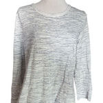 Womens Bobbie Brooks Gray Heathered Striped Long Sleeve Crew Neck Top Shirt XL Photo 0