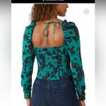 Free People NEW hilary printed top - green combo Photo 1