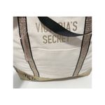 Victoria's Secret Victoria’s Secret Canvas Tote‎ Structured Shoulder Bag Gold Glitter Cream Color Photo 5