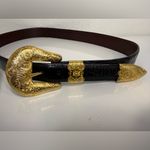 Vintage Chacon Black Alligator Belt Al Beres German Silver Buckle Size 36 Photo 8