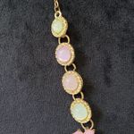 Womens Green Pink Bubble Flower Gem Necklace Jewelry with Lobster Clasp Photo 4