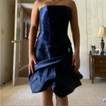 Jessica McClintock VTG  80s  Satin Blue Strapless Bubble Mini Dress Sz 5 Photo 1