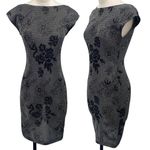 Vintage 90s All That Jazz Floral Metallic Knit Mini Dress Boatneck Silver XS Photo 1