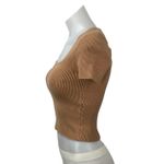 Abercrombie & Fitch Women's Rib Knit Brown Square Neck Short Sleeve Crop Top XS Photo 1