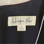 Harper Rose Georgette Jumpsuit Size 8 Navy Blue Wide Leg Crepe Long Sleeve Party Photo 9
