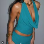 Katali the Label Matching Skirt & Cowl Neck Set in Dark Teal (Emrald) Blue Size 4 Photo 2