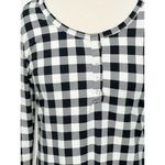 Cynthia Rowley  Plaid Checkered Top Long Sleeve Snaps‎ Black White Women’s Small Photo 1