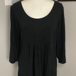 REBORN NEW YORK Solid Black Classic Knee Length Dress 1X Long sleeve ribbed Photo 1
