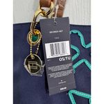 Tommy Hilfiger  Nautical Anchor Canvas Tote Bag Navy & Green with Brown Handles Photo 3