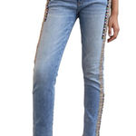 Pilcro Anthropologie  The Slim‎ Boyfriend Crop Embroidered Denim Jeans Size 26 Photo 0