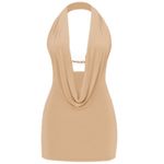 Pretty Little Thing Stone Slinky Cowl Chain Halter Bodycon Dress Size US 2 NWT Photo 5