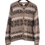 Talbots Nordic Fair Isle Chunky Knit Cotton Grandma Grandpa Kawaii Cardigan LP Photo 1