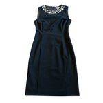 Calvin Klein  Sleeveless Sheath Dress Black w/ Pearl Bead Trim Size 4 Women's Photo 1